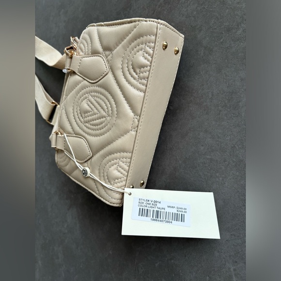 Valentino Orlandi Women's Quilted Crossbody Shoulder Hand Bag in Light Taupe NWT - Picture 5 of 12